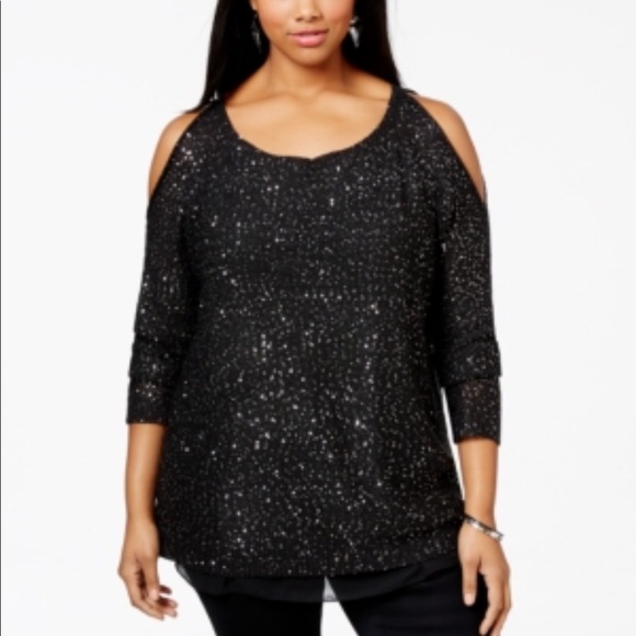 Jessica Simpson Tops - JESSICA SIMPSON LONG SLEEVE SHOULDER CUT OUT TOP, BLACK,‎ SIZE 1X (NWT)